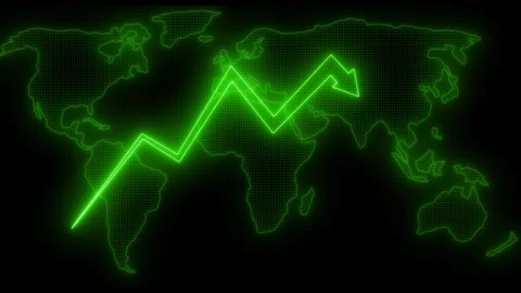Stylized world map with glowing line graph Animation Stock Footage 316709775