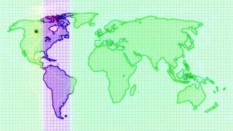 Stylized World Map with Grid and Gradient Effect Foto stock