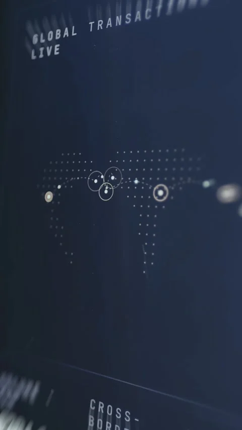 Stylized world map with interconnected nodes representing a global network Stock Footage 335478003