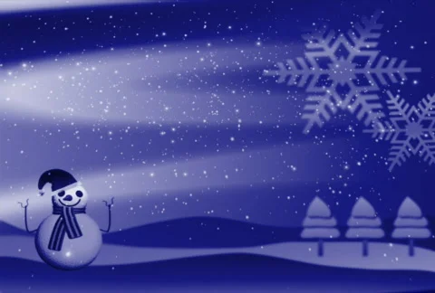 Stylized xmas background with snowman n trees  Stock Footage 577434