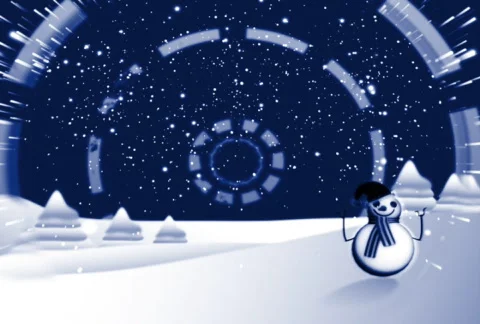 Stylized xmas background with snowman n trees  Stock-Footage 577466