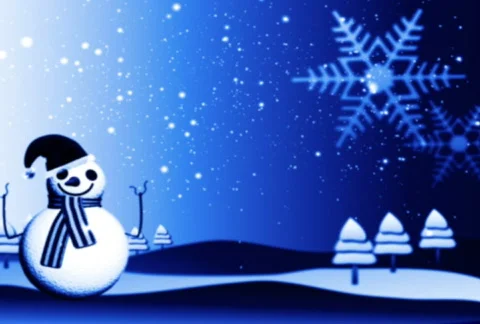Stylized xmas background with snowman n trees  Video stock 577488