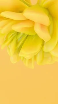 Stylized yellow abstract floral backdrop rendered in 3D with layered smooth p 스톡 일러스트