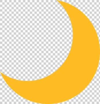 Stylized yellow crescent shape floating against transparent backdrop, showcasing Stock Illustration