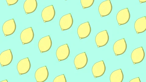 Stylized Yellow Lemon Pattern Flowing Diagonal 4K Loop Stock-Footage 335686369