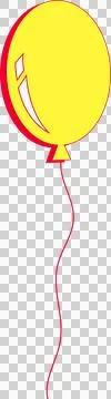 Stylized yellow oval balloon is floating in flat design, showing red string, Stock Illustration