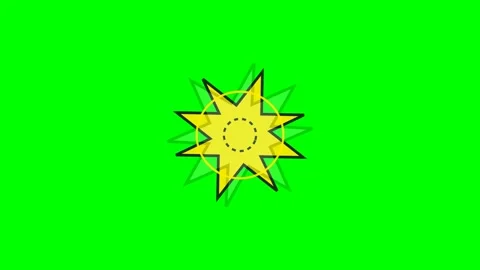 A stylized yellow star shape centered on a vibrant solid green background Stock Footage 340265018