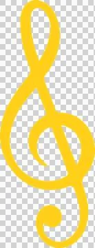 Stylized yellow treble clef is floating in flat vector illustration with Stock Illustration