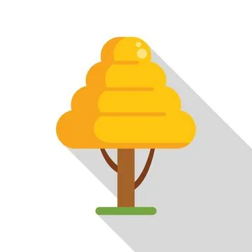 Stylized yellow tree with rounded crown and long shadow 스톡 일러스트