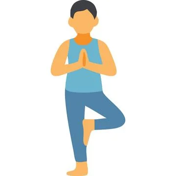 Stylized yoga pose: tree pose with hands in prayer position 스톡 일러스트