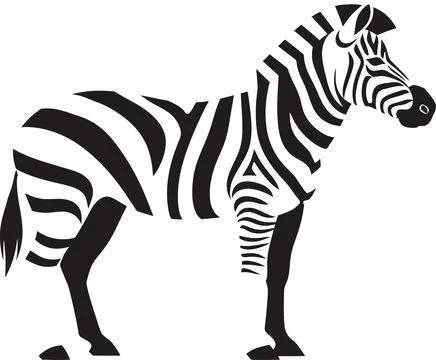 Stylized zebra stands out in a bold black and white graphic illustration, cre Stock Illustration
