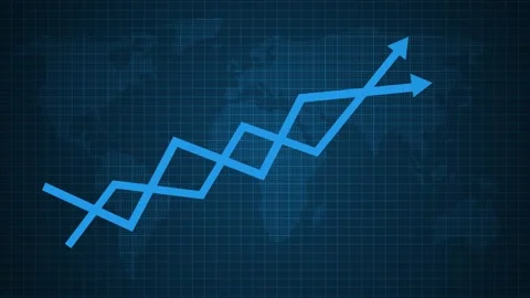Stylized Zigzag Line Graph Arrow Animation on Dark Grid Background Stock-Footage 309958889