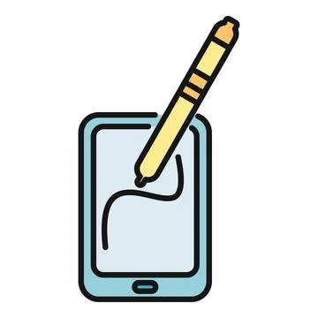 Stylus drawing line on digital tablet screen イラスト素材