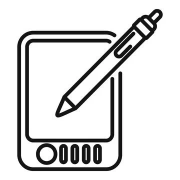 Stylus pen hovering over digital notepad screen taking notes Stock Illustration
