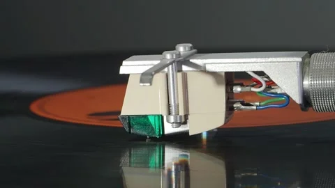 Stylus Playing on Record side view Stock Footage 201885443