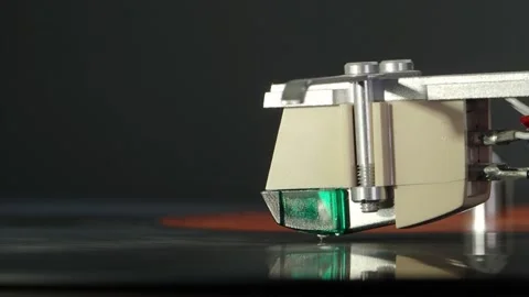 Stylus Playing on Record side view close up Stock Footage 201886451