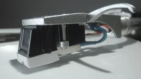 Stylus on record player with white vinyl Stock Footage 141753685