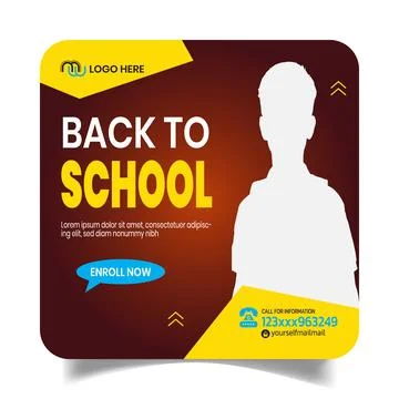 Stylus School Admission Post Design Template Stock Illustration