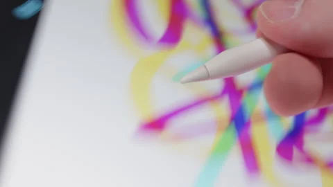 Stylus Scribbles On Electronic Tablet Screen Stock Footage 308579367