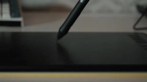 Stylus tip on graphics tablet closeup 库存影片 327411153