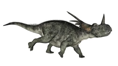 Styracosaurus dinosaur running - 3D render Illustrazione stock
