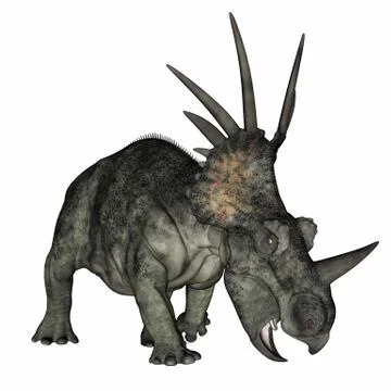 Styracosaurus dinosaur standing - 3D render Stock Illustration