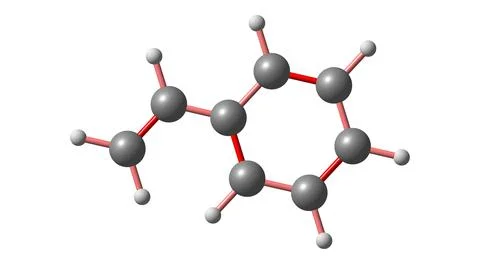 Styrene molecular structure isolated on white Stock Illustration