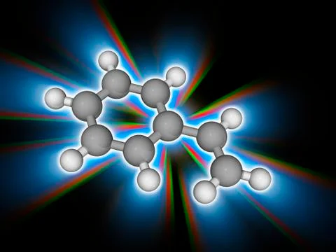 Styrene organic compound molecule Stock Illustration