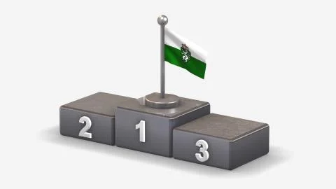 Styria 3D waving flag illustration on winner podium. Stock Illustration