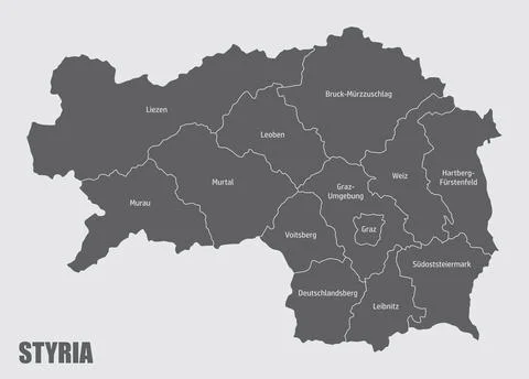 Styria state administrative map Stock Illustration
