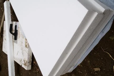 Styrofoam blocks for insulating the wall Foto stock