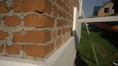 Styrofoam, Polystyrene Insulation Of Facade Stock Footage 95292384