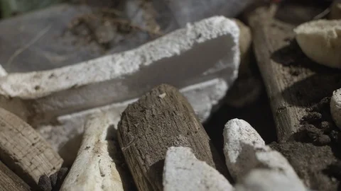 Styrofoam sandwich meal with a side dish of driftwood Stock Footage 101687849