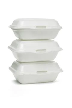 Styrofoam takeaway boxes Stock Photos