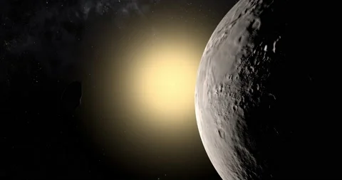 Styx orbiting near Charon. Pluto moons Stock Footage 223874829