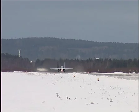 Su-27 on the runway Stock Footage 981371