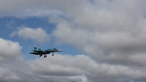 Su-34 showing low pass. Stock Footage 93516211
