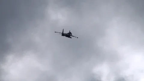 Su-35 (Flanker-E) fighter of generation 4 plus plus  performs aerobatics. Stock Footage 115696324