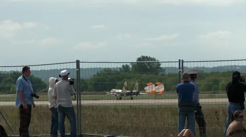 Su 35 Flanker-E Landing Part 1 Stock Footage