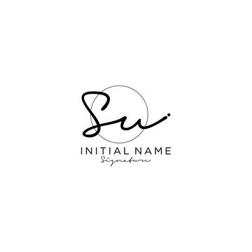 SU Initial handwriting logo design Stock Illustration