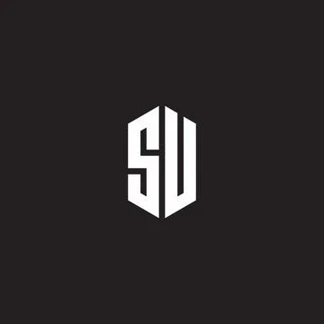 SU Logo monogram with hexagon shape style design template Illustrazione stock