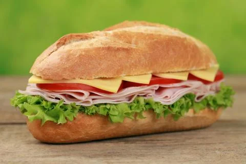 Sub sandwich with ham Stock Photos