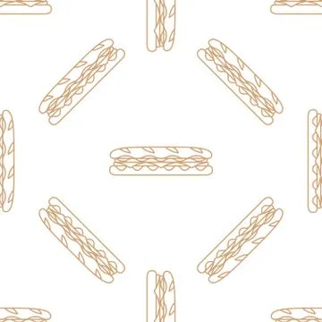 Sub sandwich outline seamless pattern. Stock Illustration
