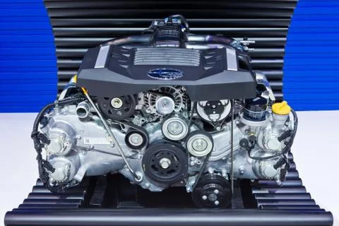 Subaru boxer engine 2.0 litre on display at thailand international motor expo Stock Photos