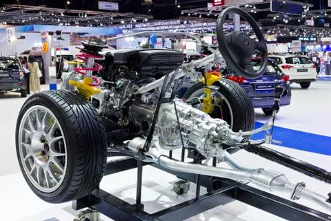 Subaru car frame and engine on display at thailand international motor expo 2 Stock Photos