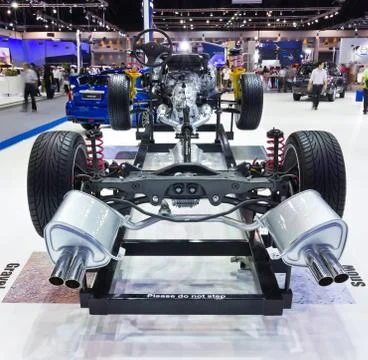 Subaru car frame and engine on display at thailand international motor expo 2 Stock Photos