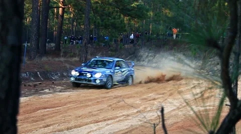 Subaru Rally Car High Speed Turn Stock Footage 44505364