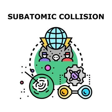 Subatomic collision concept illustrating global impact and scientific researc Stock Illustration