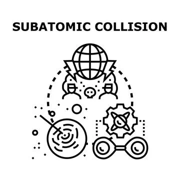 Subatomic collision concept illustrating global impact and scientific researc Stock Illustration