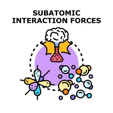 Subatomic interaction forces concept vector outlining particles イラスト素材